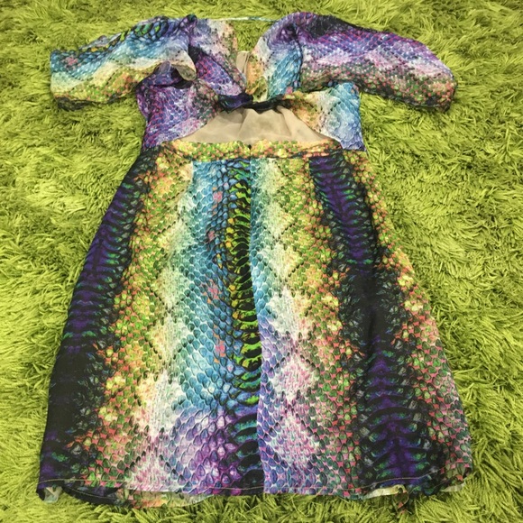 Lisa Ho Silk Sheath Dress Size 12 Alligator Print - Picture 5 of 13